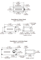 Dimensional Drawing for 1205 Series General Purpose Electro-Mechanical Totalizer