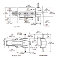 Dimensional Drawing for 1953 Series Gear Driven Visicounter