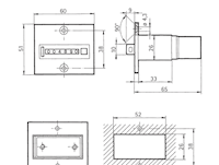 Dimensional Drawing for Type 495 Pneumatic Totalizing Counter