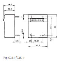 Dimensional Drawing for Type 634/635 mini i with High Immunity Against Magnetic Interfere Totalizing Counter""