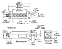 Dimensional Drawing for 7428/7430 Series Medium Sized Totalizer