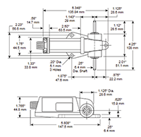 Dimensional Drawing for 7434 Series Worm Drive Totalizer