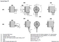 Dimensional Drawing for AC 58 - BiSS/SSI Bidirectional Serial Synchronous/Synchronous Serial Interface Series Absolute Encoder