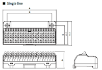 Dimensional Drawing for ACL Series Common Screwless Type Terminal Block