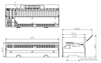 Dimensional Drawing for ASL Series 16-Point Solid State Relay (SSR) Screwless Terminal Block