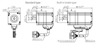 Dimensional Drawing for AiA-M Series Standard/Built-in Brake Type Alternating Current (AC) Power Input 2-Phase Closed-Loop Stepper Motor