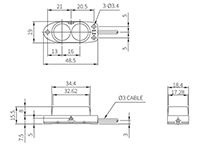 Dimensional Drawing for BA Series Diffuse Reflective Long-Distance Photoelectric Sensor
