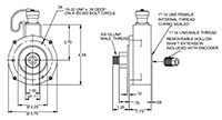 Dimensional Drawing for DWD38 Series Harsh Duty Optical Incremental Encoders