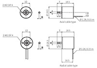 Dimensional Drawing for E18 Series 18 Millimeter (mm) Diameter Incremental Rotary Encoders