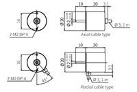 Dimensional Drawing for E20 Series 20 Millimeter (mm) Diameter Incremental Rotary Encoders