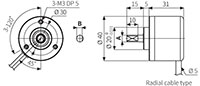 Dimensional Drawing for E40 Series 40 Millimeter (mm) Diameter Incremental Rotary Encoders