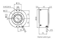 Dimensional Drawing for E80 Series 80 Millimeter (mm) Diameter Incremental Rotary Encoders