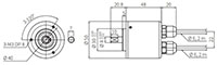 Dimensional Drawing for MGAM50 Series 50 Millimeter (mm) Diameter Absolute Multi-Turn Rotary Encoders