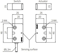 Dimensional Drawing for MN Series Magnetic Non-Contact Switches