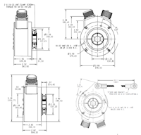 Dimensional Drawing for HS35iQ Series Industrial Duty Hollow Shaft Encoder with PulseIQ™ Technology
