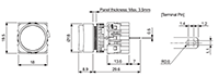 Dimensional Drawing for L16RR Series 16 Millimeter (mm) Diameter Pilot Light