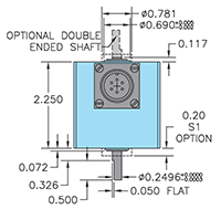 Dimensional Drawing for Model 711 Incremetnal Shaft Encoder