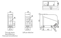 Dimensional Drawing for BX Series Universal Alternating Current (AC)/Direct Current (DC) Photoelectric Sensor