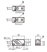 Dimensional Drawing for BY Series Photoelectric Sensor with Synchronous Detection
