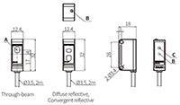 Dimensional Drawing for BYD Series Photoelectric Sensor with Built-in Timer