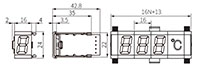 Dimensional Drawing for DS/DA Series Serial/Parallel Input High Performance Display Unit