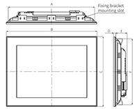 Dimensional Drawing for GP-A Series Color Liquid Crystal Display (LCD) Graphic Panels