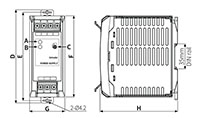 Dimensional Drawing for SPB Series DIN-Rail Mount Switching Mode Power Supply
