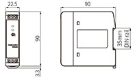 Dimensional Drawing for SPB-A Series DIN-Rail Mount Switching Mode Power Supply