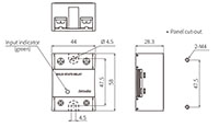Dimensional Drawing for SR1 Series 1-Phase Solid State Relay (SSR) with Detachable Heatsink
