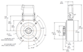Dimensional Drawing for HT55 Series Hollow Shaft Incremental Encoder