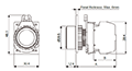 Dimensional Drawing for S2PR Series 22/25 Millimeter (mm) Diameter Round Push Button Switch